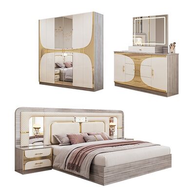 Foshan Wholesale Barato Turco Quarto de Cama Conjuntos Rei Tamanho Quadro de Cama Luxo Quarto de Casa Suíte Moderno de Madeira Quarto de Quarto Mobiliário Conjunto
