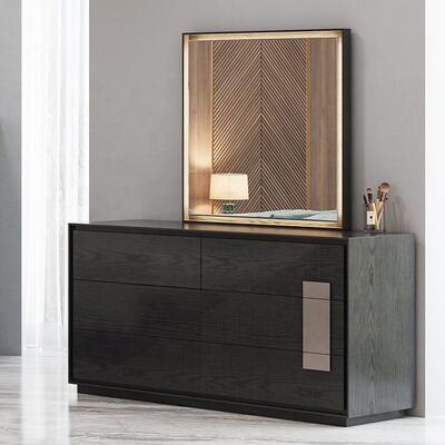 Minimalista King Size Cama Luxury Bedroom Sets Hotel Apartamento Armazém de madeira Mobiliário moderno de quarto conjunto com armário lateral