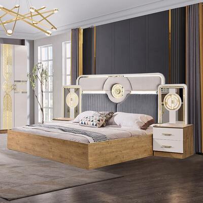Chambre a Coucher Complet Conjuntos de quarto turcos baratos por atacado Quarto principal cama king size Conjunto de móveis de quarto moderno de madeira Ainda não há comentários