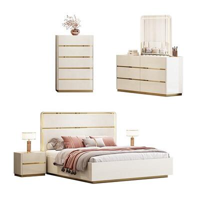 Locais de luxo leves Mobiliário de quarto moderno conjunto completo de quartos mobiliário quadro de madeira duplo de luxo king size conjunto de quarto