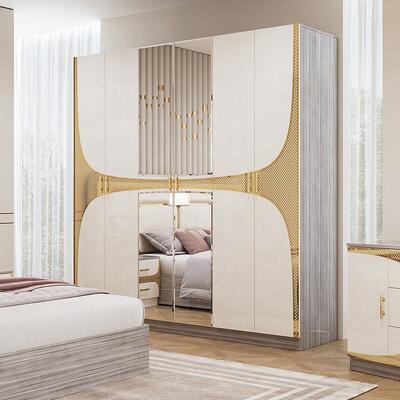 Foshan Wholesale Barato Turco Quarto de Cama Conjuntos Rei Tamanho Quadro de Cama Luxo Quarto de Casa Suíte Moderno de Madeira Quarto de Quarto Mobiliário Conjunto