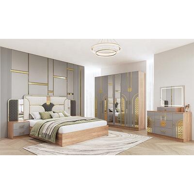 Chambre a coucher completo turco conjuntos de quarto cama king size duplo quadro de madeira barato luxo moderno conjunto de móveis de quarto
