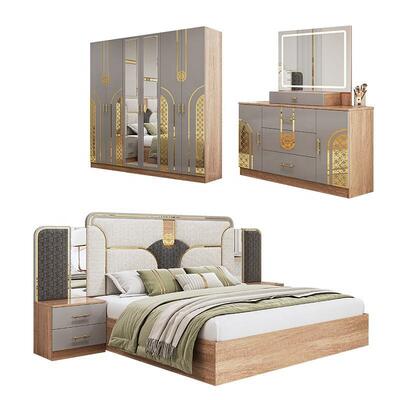 Chambre a coucher completo turco conjuntos de quarto cama king size duplo quadro de madeira barato luxo moderno conjunto de móveis de quarto