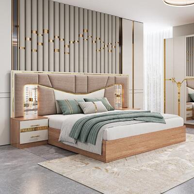 Meuble De Chambre Mobiliário de quarto moderno conjunto de tamanho rei Cama de madeira Quadro de luxo Casa completa Mobiliário turco conjuntos de quarto