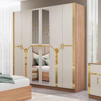 Meuble De Chambre Mobiliário de quarto moderno conjunto de tamanho rei Cama de madeira Quadro de luxo Casa completa Mobiliário turco conjuntos de quarto