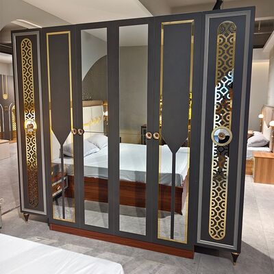 Foshan Wholesale Luxury Complete Bedroom Sets 5 Pieces King Size Bed Suite Frame de madeira Set de mobiliário moderno turco
