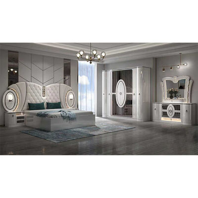 Preço a granel Mobiliário de quarto moderno de luxo Set king tamanho Quadro de cama Quarto mestre Completo conjunto de quarto turco com luzes led