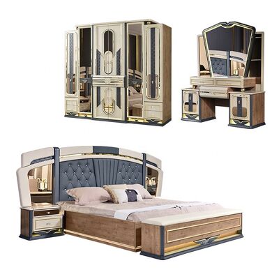 Chambre a Coucher Complete De Luxe Bedroom Sets King Size Cama Quarto Casa Quarto Duplo Armazém de Madeira Moderno Luxury Bedroom Mobiliário Set