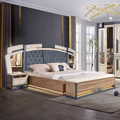 Chambre a Coucher Complete De Luxe Bedroom Sets King Size Cama Quarto Casa Quarto Duplo Armazém de Madeira Moderno Luxury Bedroom Mobiliário Set