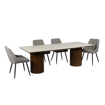 Ensemble Salle Manger Complete Mesa de jantar de madeira maciça Pedra Arquitetura de mesa de jantar de pedra Móveis de sala de jantar de 6 lugares Mesa de jantar de madeira moderna