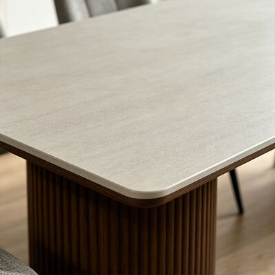 Ensemble Salle Manger Complete Mesa de jantar de madeira maciça Pedra Arquitetura de mesa de jantar de pedra Móveis de sala de jantar de 6 lugares Mesa de jantar de madeira moderna