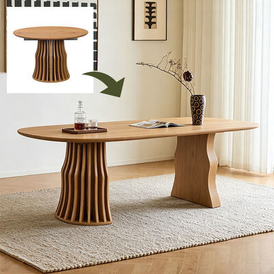 Atacado moderna mesa de jantar extensível de madeira dobrável móveis de sala de jantar simples redondo ajustável mesa de jantar expansível