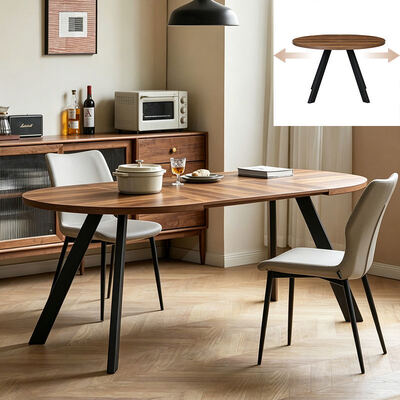 Atacado moderna mesa de jantar extensível de madeira dobrável móveis de sala de jantar simples redondo ajustável mesa de jantar expansível