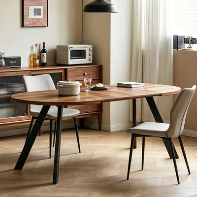 Atacado moderna mesa de jantar extensível de madeira dobrável móveis de sala de jantar simples redondo ajustável mesa de jantar expansível