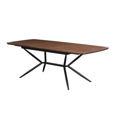 Venda por atacado Rectangular Minimalista Mesa de Jantar Mobiliário de Sala de Jantar Quadro Metálico Mesa de Cozinha Live Edge Mesa de Jantar Moderna de Madeira