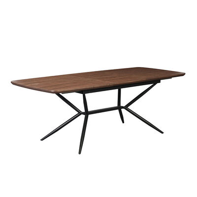 Venda por atacado Rectangular Minimalista Mesa de Jantar Mobiliário de Sala de Jantar Quadro Metálico Mesa de Cozinha Live Edge Mesa de Jantar Moderna de Madeira