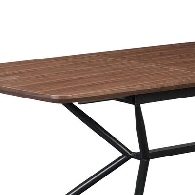Venda por atacado Rectangular Minimalista Mesa de Jantar Mobiliário de Sala de Jantar Quadro Metálico Mesa de Cozinha Live Edge Mesa de Jantar Moderna de Madeira
