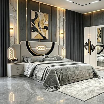 Conjunto de móveis de quarto turcos baratos por atacado da China, estrutura de madeira, cama de luxo king size, conjuntos de quarto modernos de luxo de casal e casal