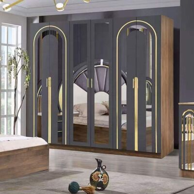 Conjunto de quarto de estilo turco Luxo King Size Cama Casa Master Room Armazém de madeira Contemporâneo Completo Conjunto de móveis de quarto modernos