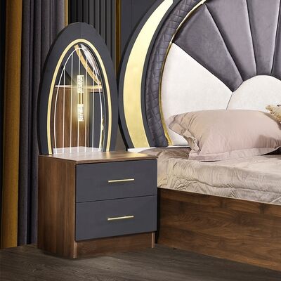 Conjunto de quarto de estilo turco Luxo King Size Cama Casa Master Room Armazém de madeira Contemporâneo Completo Conjunto de móveis de quarto modernos