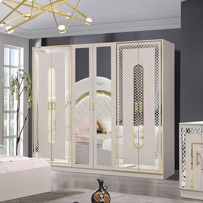 Conjunto Completo de Quarto Casal King Size Mobília de Quarto de Luxo Moderna com Estrutura de Madeira