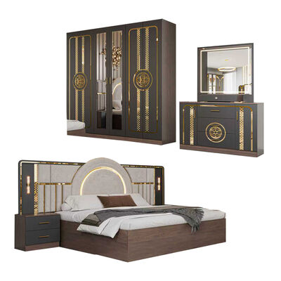 Conjunto Completo de Móveis Modernos para Quarto de Casal Atacado Barato, Cama King Size, Estrutura de Madeira, Luxo Turco para Casa