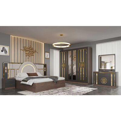 Conjunto Completo de Móveis Modernos para Quarto de Casal Atacado Barato, Cama King Size, Estrutura de Madeira, Luxo Turco para Casa
