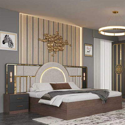 Conjunto Completo de Móveis Modernos para Quarto de Casal Atacado Barato, Cama King Size, Estrutura de Madeira, Luxo Turco para Casa
