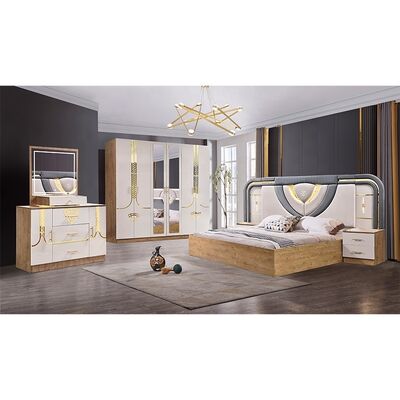 Ensemble Lit Armoire Et Coiffeuse Mobiliário turco conjunto de quartos de luxo King Size Quarto de cama Moderno conjunto de mobiliário de madeira