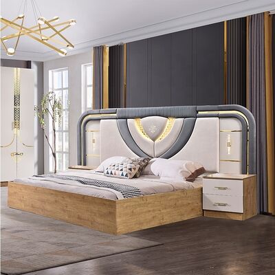 Ensemble Lit Armoire Et Coiffeuse Mobiliário turco conjunto de quartos de luxo King Size Quarto de cama Moderno conjunto de mobiliário de madeira