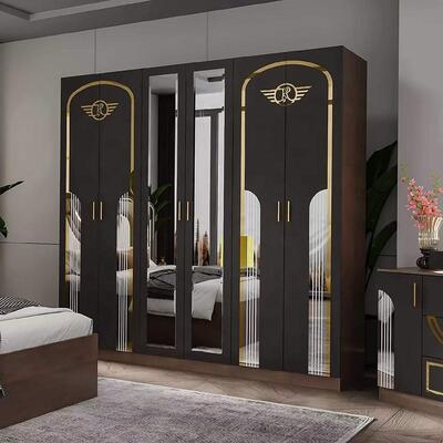Conjunto Completo de Móveis Modernos Turcos para Quarto Atacado 5 Peças Cama King Size Estrutura de Madeira Móveis Domésticos Conjuntos de Quarto