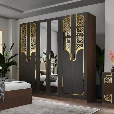 Conjunto Completo de Móveis Modernos Turcos para Quarto Atacado 5 Peças Cama King Size Estrutura de Madeira Móveis Domésticos Conjuntos de Quarto