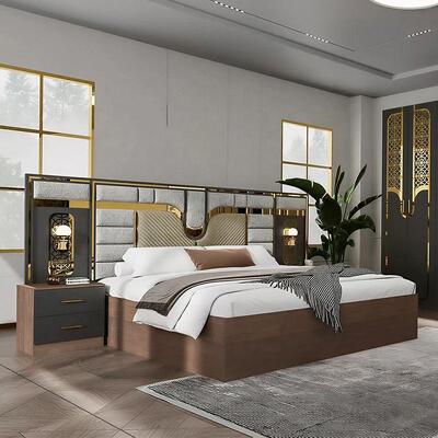 Conjunto Completo de Móveis Modernos Turcos para Quarto Atacado 5 Peças Cama King Size Estrutura de Madeira Móveis Domésticos Conjuntos de Quarto
