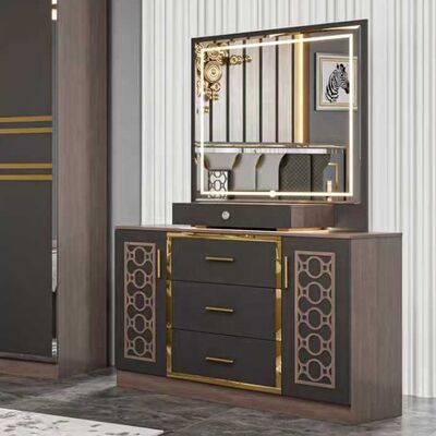 Luxury Wooden Bedroom Furniture Set king Size Bed Frame Home Room Suite Full Modern Bedroom Sets with Wardrobe Dressing Table