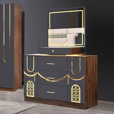 Conjunto de quarto de luxo estilo Turquia 2026 tamanho King Bed Suite Master Room Estrutura de madeira atacado barato moderno conjunto de móveis de quarto