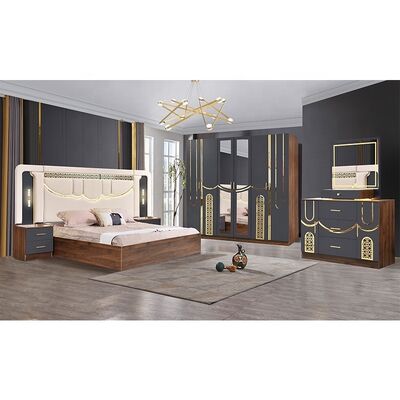Conjunto de quarto de luxo estilo Turquia 2026 tamanho King Bed Suite Master Room Estrutura de madeira atacado barato moderno conjunto de móveis de quarto