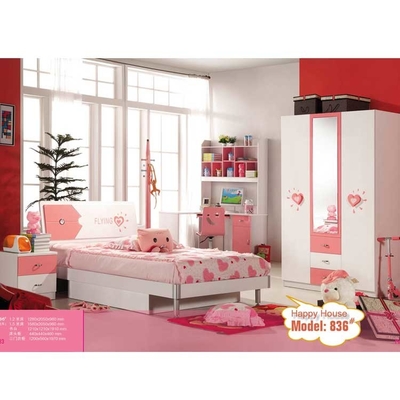 A princesa cor-de-rosa Solid Wood Bed do vidro do plutônio do MDF com gavetas coloca o grupo