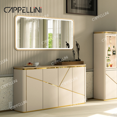 Armazém de madeira moderno de luxo Armários de sala de estar Mobiliário para casa Refeição Buffet Armazém de balcão de madeira com espelho