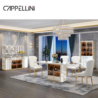 Modern White Wood Dining Table Set 4 Chairs 6 Seater Full Home Furniture Large Luxury Wooden Dining Room Table Set