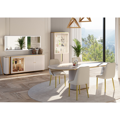 Moderno design branco grande mesa de jantar de madeira e cadeira conjunto de 4 lugares móveis para casa mesa de jantar de ardósia de mármore para 6
