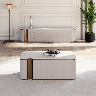 Armazém de televisão de madeira moderno de luxo e mesa de café mobiliário para casa sala de estar suporte de TV de madeira com armazenamento