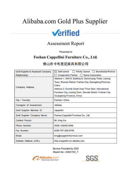 CHINA Bonvia Home  Furniture Co., Ltd. Certificações